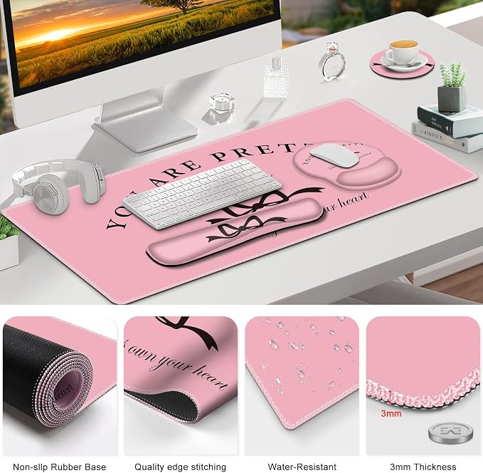 Gaming Mouse Pad, Large Desk Mat, 4in1 XXL Mousepad Cute Desk Pad Protector - Image 9