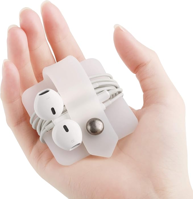 Silicone Cord Organizer, Transparent Earphone Wrap, Button Closure, Flexible Headphone Cord Manager - Image 4