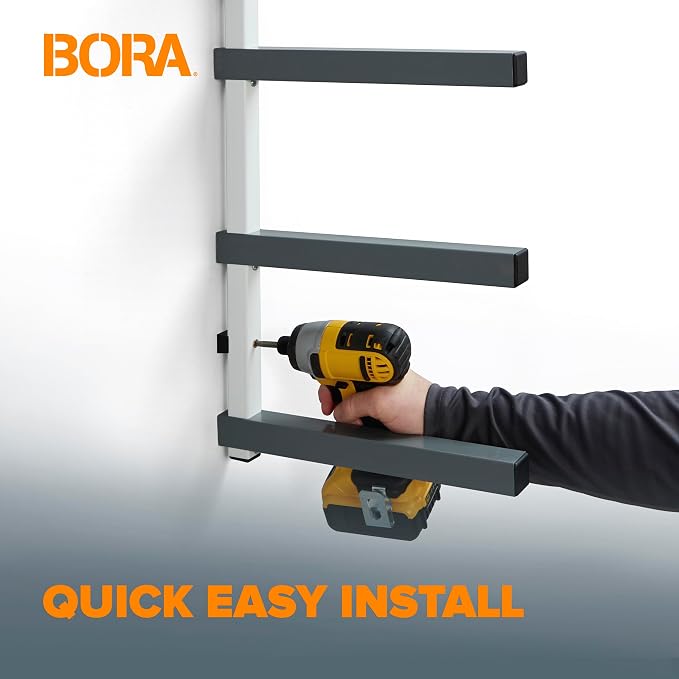 Bora 6 Level Lumber Storage Rack Wood and Garage Organization Space Saving Metal Shelf for Pipes, Boards, Plywood, and Building Materials - PBR-0620 White Gray - Image 6