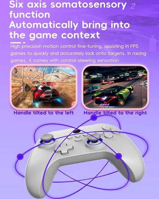 COOBILE Wireless Gaming Controller, Bluetooth Gamepad with Hall Joystick, hall trigger, Macro Back Key, no blind zones, support six-axis somatosensory,for iOS, Android, PC, Switch, Steam (white) - Image 8