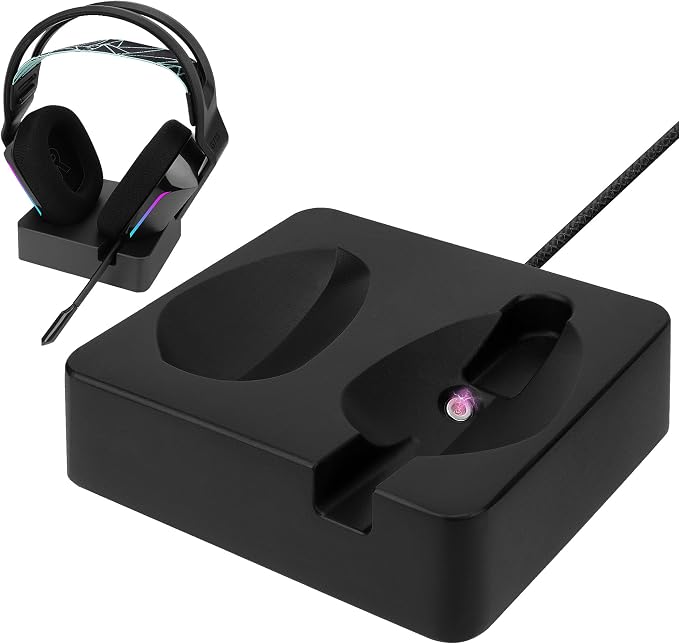 GEEKRIA Headphones Charging Stand for Logitech G733 Lightspeed Wireless Gaming Headset, 3D Printed Resin Magnetic Dock, Gaming Headset Base (Black) by GEEKRIA