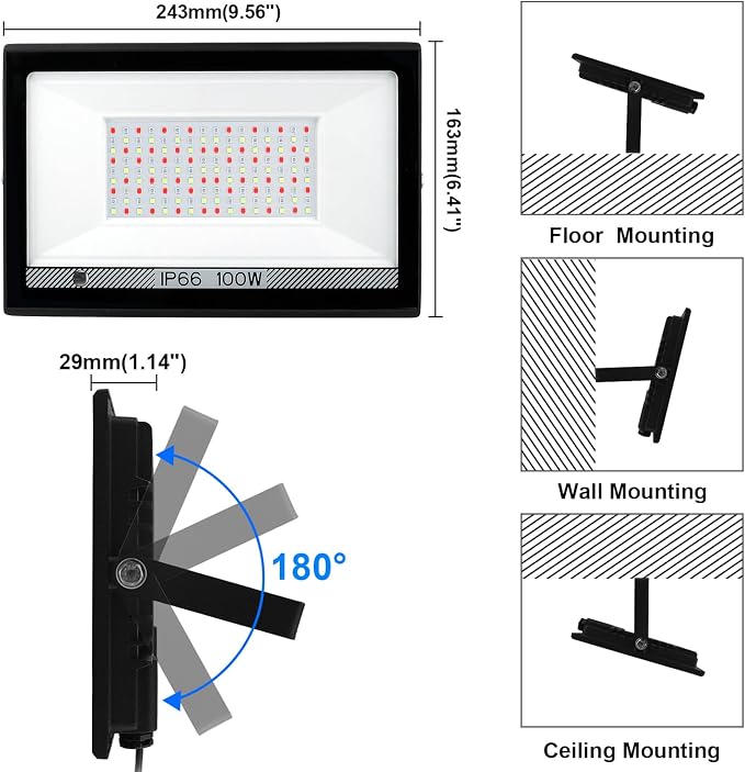 T-SUN RGB Led Flood Light 100W,1000W Equivalent 10000LM Outdoor Flood Light - Image 7