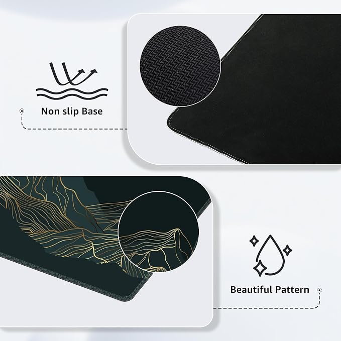 iCasso Large Mouse Pad, XXL Green Mousepad,A-Mountain Cyan Extended | Stitched Edges and Stable Rubber Base, Keyboard Mat Desk Pad for Work, Home - Image 4