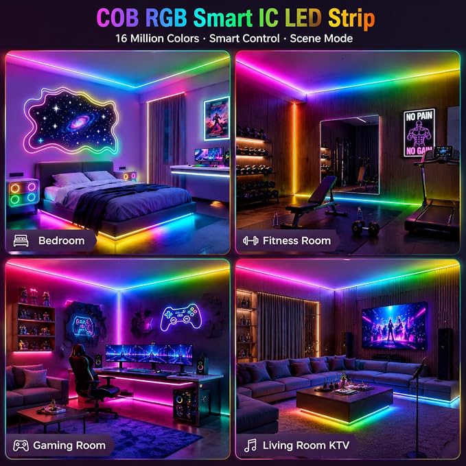 65.6FT RGB+IC COB LED Strip Lights, Color Changing Lights - Image 4