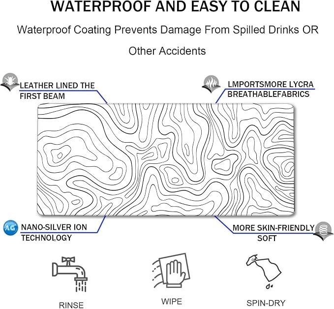 Large Mouse Pad Big Desk Mat Large Office Desk Pad, Black Line | Durable Extended Mouse Mat 31.5"x15.7" Computer Mousepad with Non-Slip Rubber Base Stitched Edge Home Office Work - Image 4