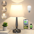 Kakanuo Touch Bedside Lamp for Bedroom with USB C Port, Small Touch Table Lamp with 2 USB Charging Ports, 3 Way Dimmable Nightstand Lamp for Living Room and Office - White (LED Bulb Included) by KakanuoLightings