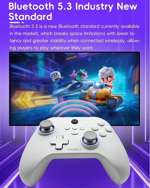 COOBILE Wireless Gaming Controller, Bluetooth Gamepad with Hall Joystick, hall trigger, Macro Back Key, no blind zones, support six-axis somatosensory,for iOS, Android, PC, Switch, Steam (white) - Image 5
