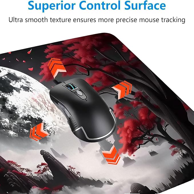 Red Moon - Extended Gaming Mouse Pad Mat with Stitched Edge Non-Slip Base - 31.5"x11.8" for Office, Home and Laptop - Image 5