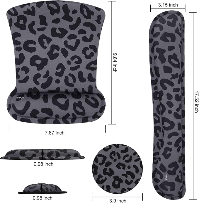 MOSISO Leopard Grain Wrist Rest Support for Mouse Pad&Keyboard Set, Black - Image 3