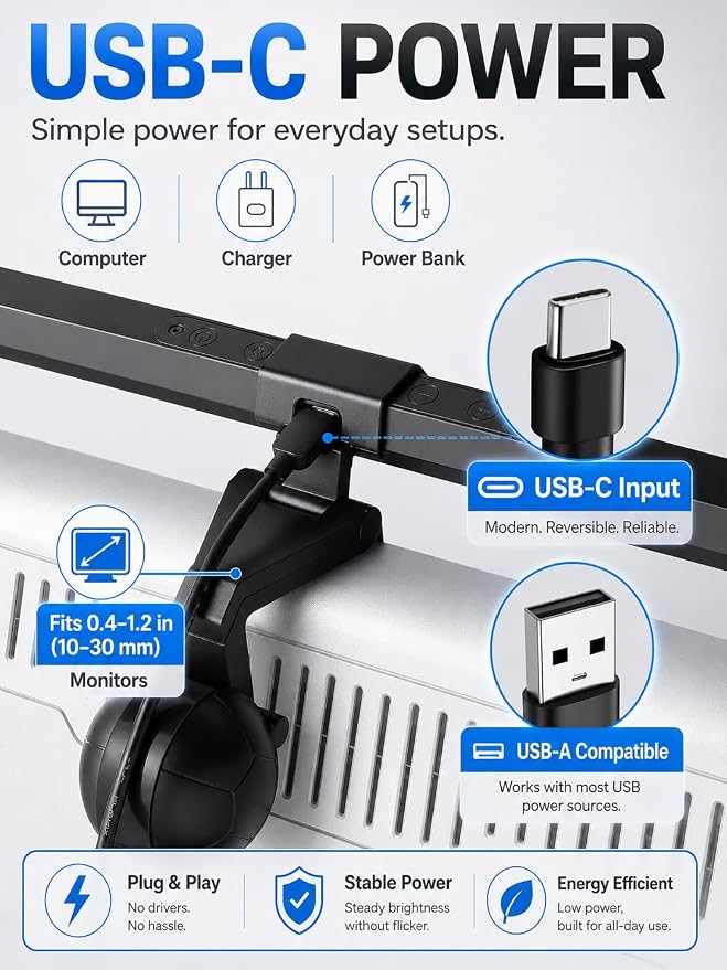 Computer Monitor Lamp, Screen LED Light Bar, USB Powered, No Screen Glare - Image 7
