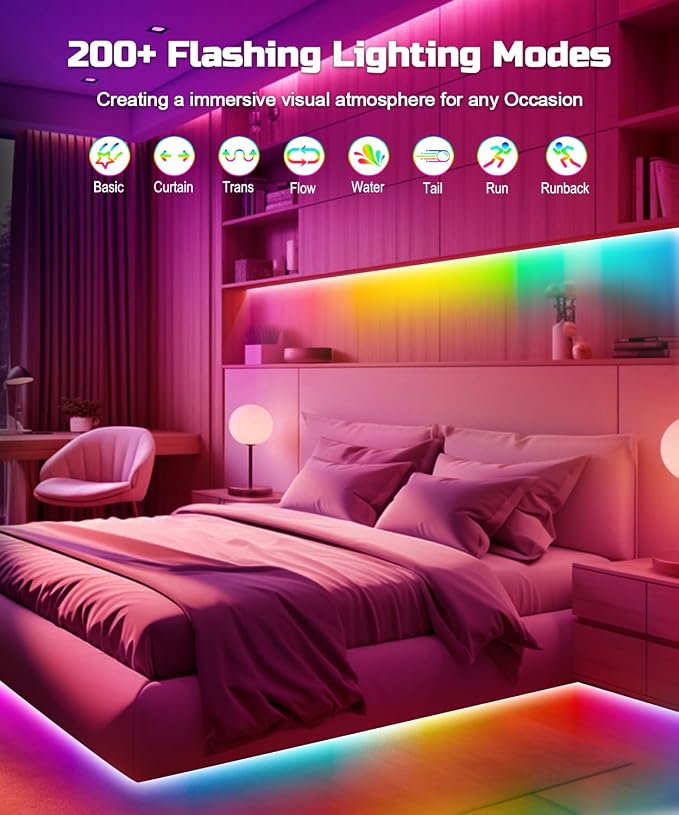 TV LED Backlight, 23ft TV LED Lights for 75-100 inch,RGB TV Backlight Behind,USB Strip Lights Behind TV, Color Changing Sync with Music, Bluetooth App Controlled Led Lights for Bedroom Home Decor - Image 7