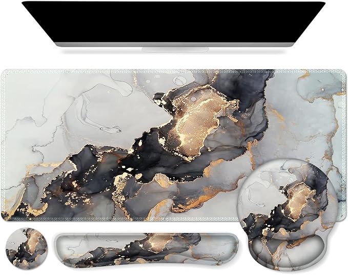 iCasso Grey Marble Mouse Mat 35.4"x15.7", Computer Pad for Teacher by iCasso