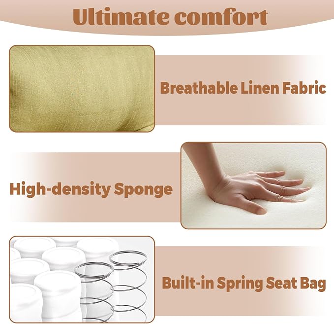 360° Swivel Floor Green Gaming Chair Linen Folding Lounge Sofa Chair with Adjustable Head and Waist, Armrests & Phone Holder, Padded Cushion Leisure Chairs for Living Room Bedroom - Image 5
