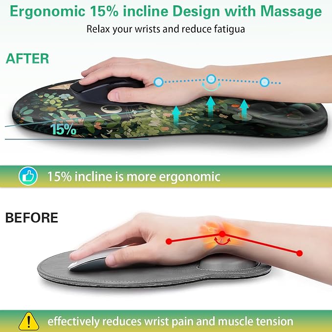Mouse Pad with Wrist Rest, Canjoy Ergonomic Wrist Support with Massage - Image 3