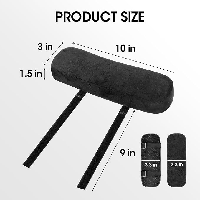 ZNCMRR 2 Pack Office Chair Armrest Pads Covers with Memory Foam(Black) | Adjustable Elbow Pillow for Forearm Pressure Relief, Arm Rest Covers for Office Chairs, Wheelchair, Comfy Gaming Chair - Image 4