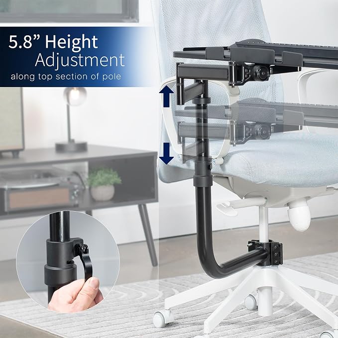 VIVO Office Chair Mounted 26 x 12 Inch Keyboard and Mouse Tray, Ergonomic Tilt, Full Motion 360 Degree Rotation, Black, MOUNT-KB18CP - Image 4