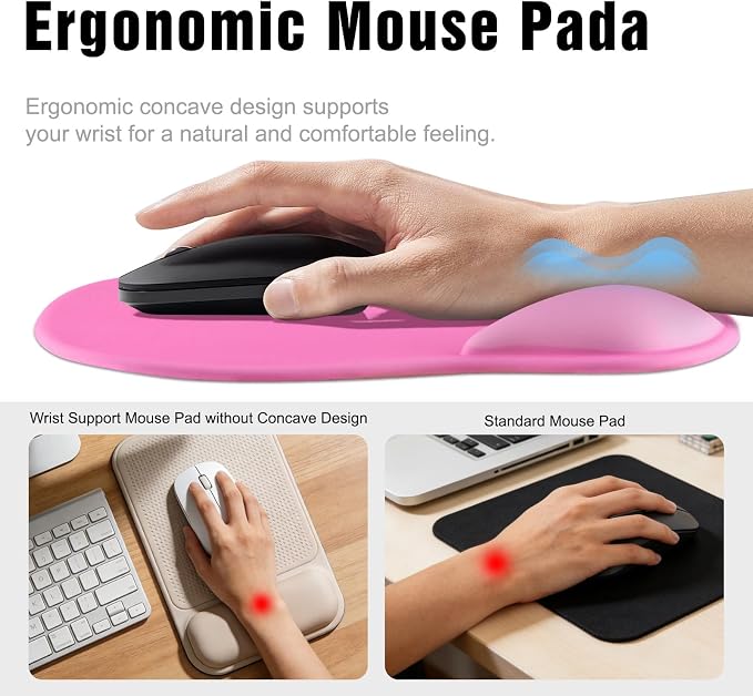 Ergonomic Mouse Pad with Wrist Rest - Gel Wrist Support Mousepad with Non-Slip PU Base for Computer, Laptop, Office & Home - Image 4