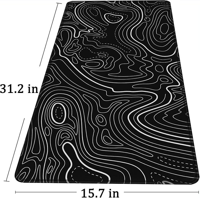 Large Gaming Mouse Pad with Stitched Edges, (31.5X15.7In) Durable Non-Slip Natural Rubber Base, Waterproof Computer Keyboard Pad Mat for Esports Pros, Gamer, Desktop, Office, Home, Terrain Black - Image 6