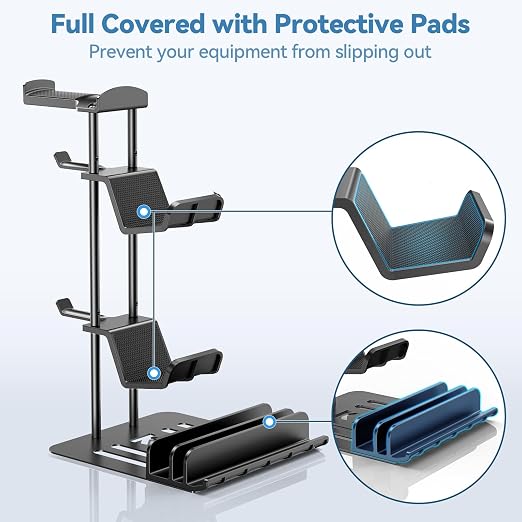 KDD Headphone Stand, Controller Holder & Headset Holder for Desk, Earphone Stand with Aluminum Supporting Bar, Universal Storage Organizer Headphones/Controller/Switch/Mobile Phone - Image 4