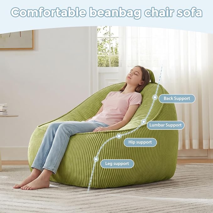 HUGHEAVEN Large Bean Bag Chairs for Kids, Bean Bag Chairs for Kids 8-12 | Comfy Bean Bag Sofa with Back Support, Big Bean Bag Couch & Chair for Bedroom, Floor Sofa for Relaxing and Reading - Image 3