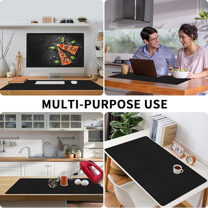Bloss Black Desk Mat, Leather Desk Pad, Desk Matt for Desktop, Waterproof Desk Pad Mat, Computer Mat for Office Work/Home/Decor/Desk Protector/Cover(31.5 x 15.7 Inches) - Image 6