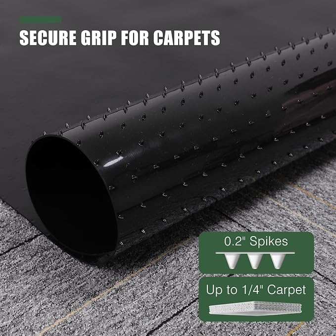 Chair Mat for Carpet, 36" x 48" Office Chair Mat for Carpeted Floors, Non-Slip Carpet Protector Floor Mat with Grips, Plastic Heavy-Duty Rolling Desk Mat for Home Office and Gaming (Black) - Image 3