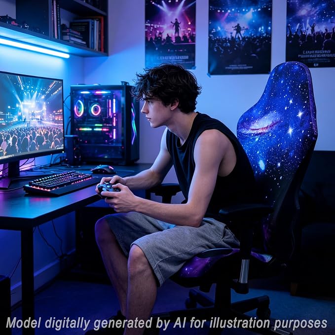 Gaming Chair Covers, 3D Printing Stretch Fit Scratch Resistant | Easy to install, Soft Breathable, Cat Scratch Proof, Washable Gaming Chair Seat Cover with Armrest Cover (No Chairs)(L) - Image 2