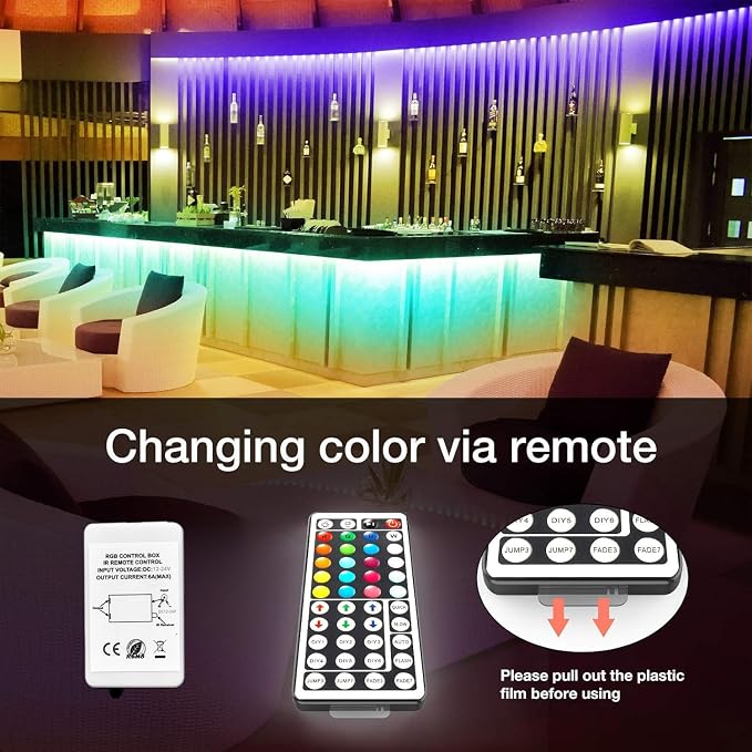 DAYBETTER (2rd Gen) SMD 5050 Remote Control Led Strip Lights 50ft Color Changing with 44Keys Remote Controller and 12V Power Supply for Bedroom - Image 3