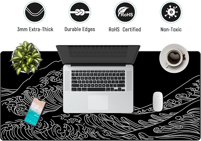 JIALONG Gaming Mouse Pad, Large Mousepad with Non-Slip Rubber Base, Smooth Cloth Surface Desk Keyboard Mat for Computer, PC, Laptop, Desktop 35.4 x 15.7 Inches, Black - Image 5