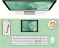 Leather Desk Pad Mat, Green Desk Mat, 23.6" x 13.7" | Non-slip and Waterproof Computer Mat, Desk Protector for Office/Home, Desk Accessories by Meetcolor