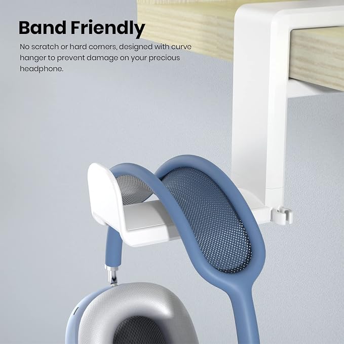 EURPMASK Rotating Headphone Stand,Adjustable Clamp-on Headset Holder Hanger | 360 Degree Swivel,Headset Hook Under Desk,No Residue,Cable Organizer,Soft Rubber Pads,Keep Headphones Secure&Desk Tidy,Black - Image 5