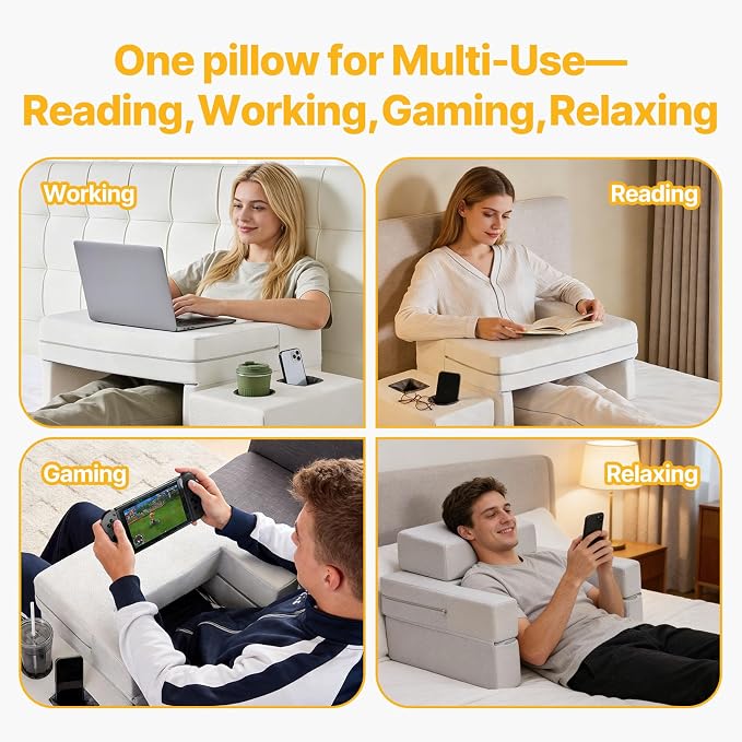 Sweetcrispy Reading Pillow Lap Desk, Adjustable, Storage Coaster, Ergonomic - Image 3