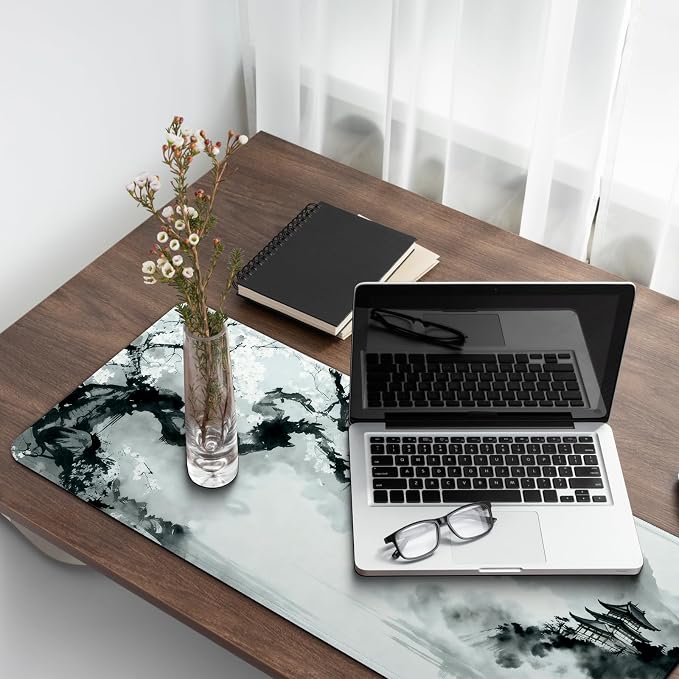 Gaming Mouse Pad with Anti-Slip Rubber Base, Extended Large Computer Mouse Mat with Stitched Edges, Long XL Anime Mousepad for Laptop and Keyboard, 31.5 x 11.8 inch (Japanese Cherry Blossom) - Image 7