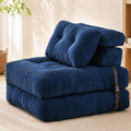 King Oasis Folding Sofa Bed, Corduroy Chair Bed with Pillows | 3-in-1 Fold Out Floor Sofa Couch with Headrest and Lumbar Pillows，for Living Room, Bedroom, Apartment, Dorm, Navy Blue by Unknown