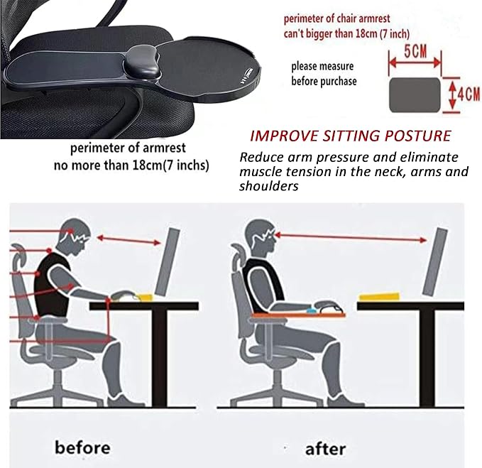 LL-COEUR Memory Foam Arm Support Wrist Rest for Table and Chair, Ergonomic Armrest Desk Extender, Multifunctional Computer Mouse Pad (Black) - Image 4