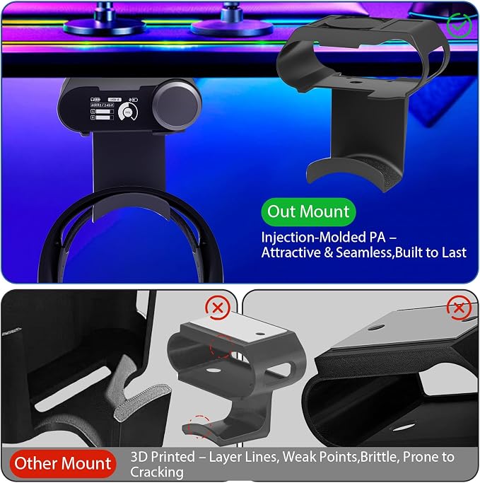 Under Desk Mount for SteelSeries Arctis Nova Pro, Elite and Omni Wireless Gaming Headset, Magnetic Base Station Holder for Arctis Nova Pro Wireless with Headphone Hanger Stand - Image 3