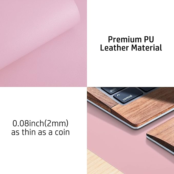 Aothia Leather Desk Pad Protector, Mouse Pad, Office Desk Mat, Non-Slip PU Leather Desk Blotter, Laptop Desk Pad, Waterproof Desk Writing Pad for Office and Home (23.6" x 13.7", Fairy Pink) - Image 7