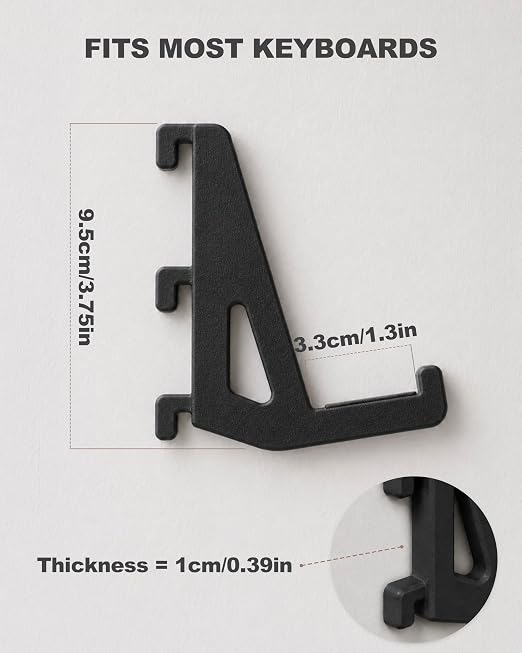 Keyboard Holder Display, Storage Hook for IKEA SKADIS | Black | Pegboard Accessories |Keyboard Stand | Skadis Accessories, Gaming Office | 4PCS - Image 5