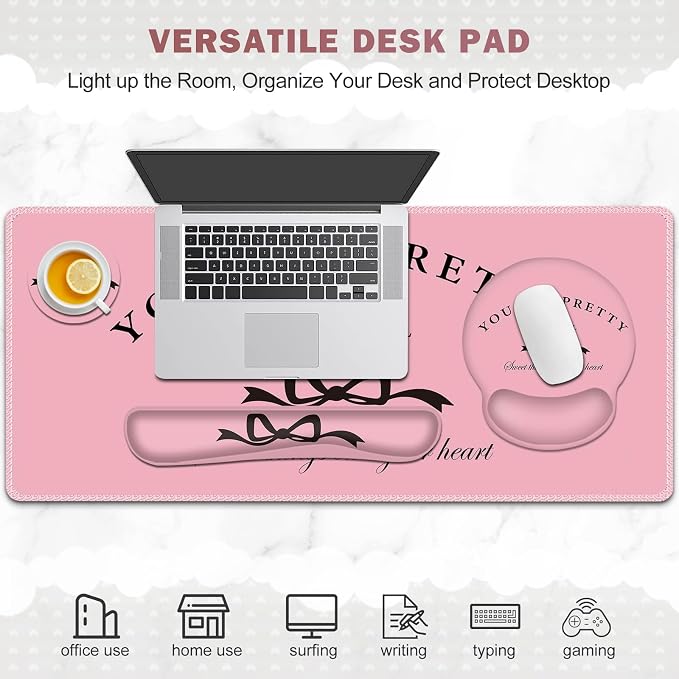 Gaming Mouse Pad, Large Desk Mat, 4in1 XXL Mousepad Cute Desk Pad Protector - Image 8