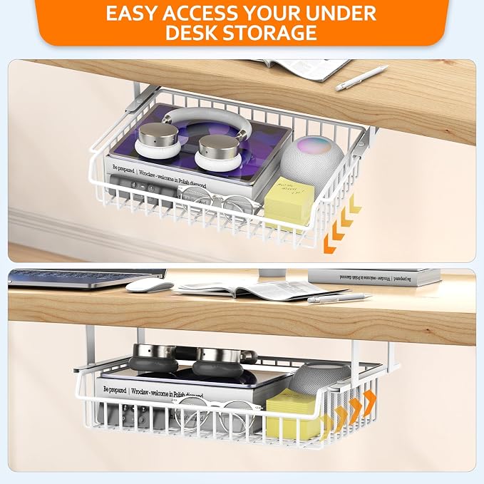 ENONCI Under Desk Storage Drawer Slide Out No Drill Metal Cabinet - Image 4