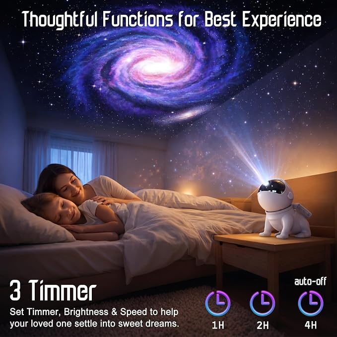 Upgraded Planetarium Projector with White Noise & Bluetooth Speaker, Astronaut Space Light Galaxy Projector for Bedroom, Ceiling Star Night Lights for Kid Adult Mood Lighting with Timer, Bedroom Decor - Image 7