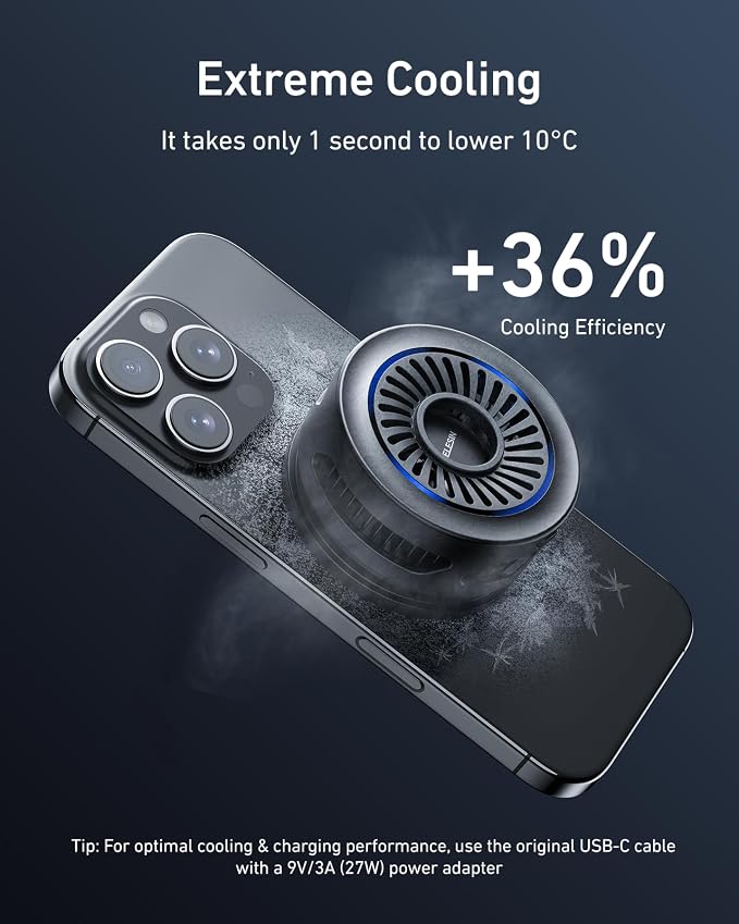 TELESIN Magnetic Phone Cooler Pro for Gaming and Live Streaming, Cell Phone Cooling Fan Portable Phone Radiator Cooling Fan for MagSafe, for iPhone/Android TELESIN Magnetic Neck Mount - Image 2