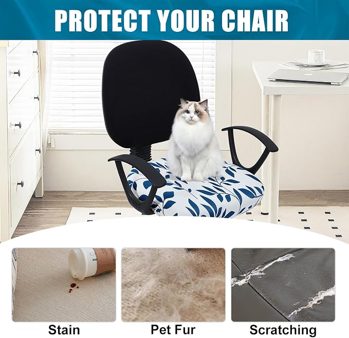 Smiry Stretch Printed Office Computer Desk Chair Seat Covers | Stretch Fit, Soft Fabric Universal Rotating Chair Cover, Washable Removable, Anti-Dust Seat Cushion Protector - Image 8