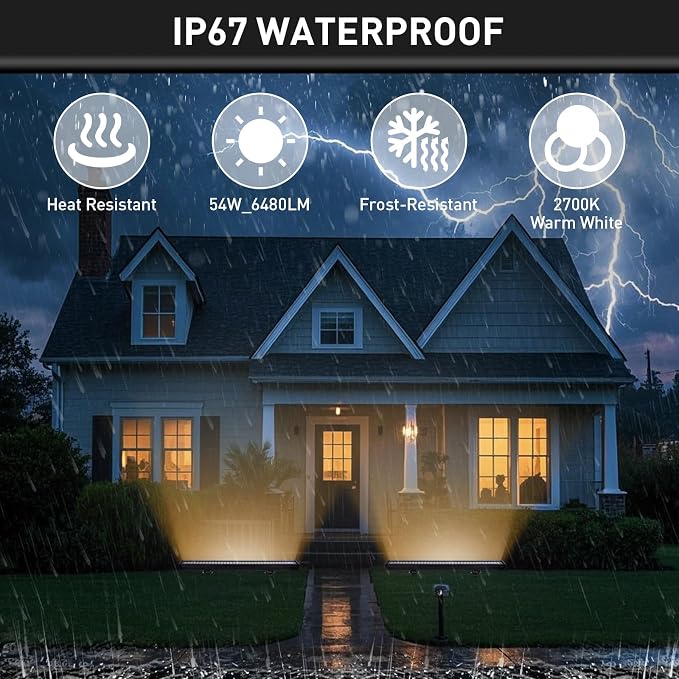 54W Outdoor Wall Washer Light Bars,6480 Lumen Super Bright 6000K Daylight White LED Wall Washer Light,IP67 Waterproof Heavy Duty Plug in LED Light Bars for Landscape Yard Building Lighting(40 Inch) - Image 4