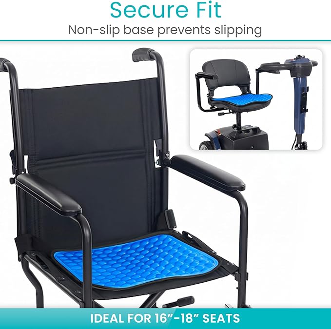Vive Cooling Gel Wheelchair Seat Cushion - for Coccyx, Orthopedic Back | Support, Sciatica & Tailbone Pain Relief, Breathable 3D Gel Core Cover, Ideal for Office, Chair, Car, Gaming, Wheelchair - Image 4