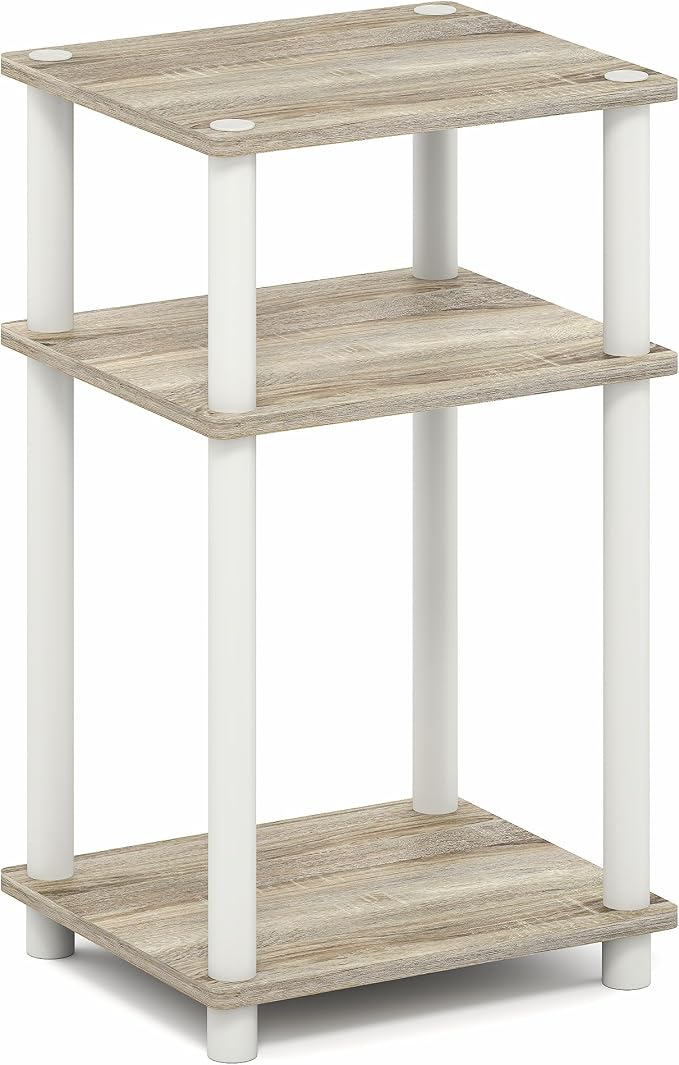 Furinno Turn-N-Tube 3-Tier Toolless Side Table, Compact, Light Oak - Image 7