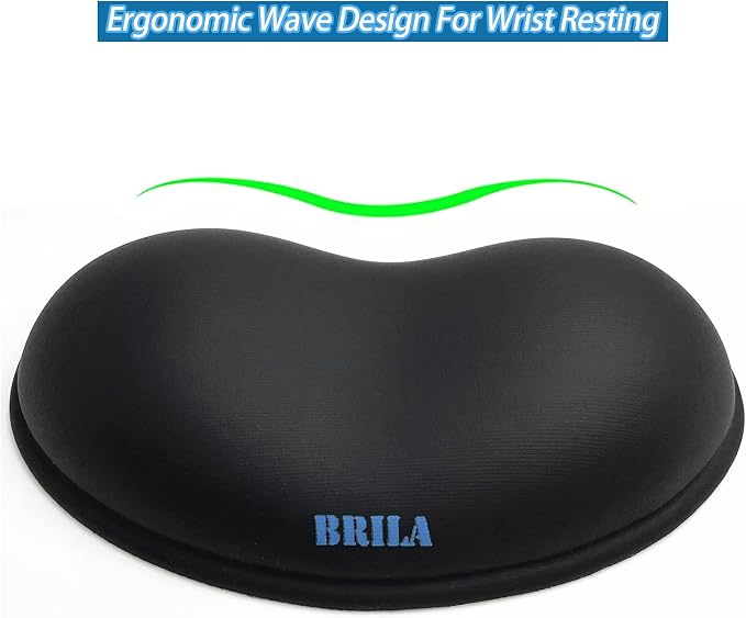 BRILA Ergonomic Silicone Mouse Wrist Rest, Cooling Silica Gel PU Leather Mouse Wrist Support Pad for Office Work and Laptop Computer Gaming - Image 2