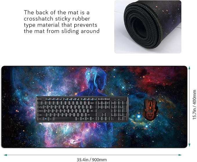 XXL Professional Large Mouse Pad & Computer Game Mouse Mat (35.4x15.7x0.1IN, Sky Girl) - Image 2