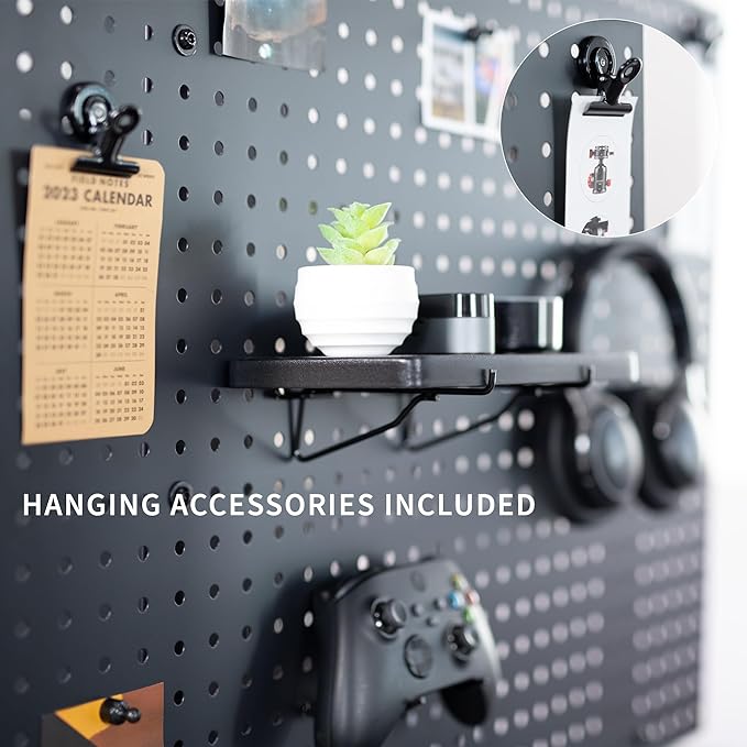 VIVO Black Clamp-on 30 x 24 inch Desk Pegboard, PP-DK30B-1 | Steel Privacy Panel, Magnetic Peg Board, Office Accessory Organizer, Above or Under Desk Placement - Image 4