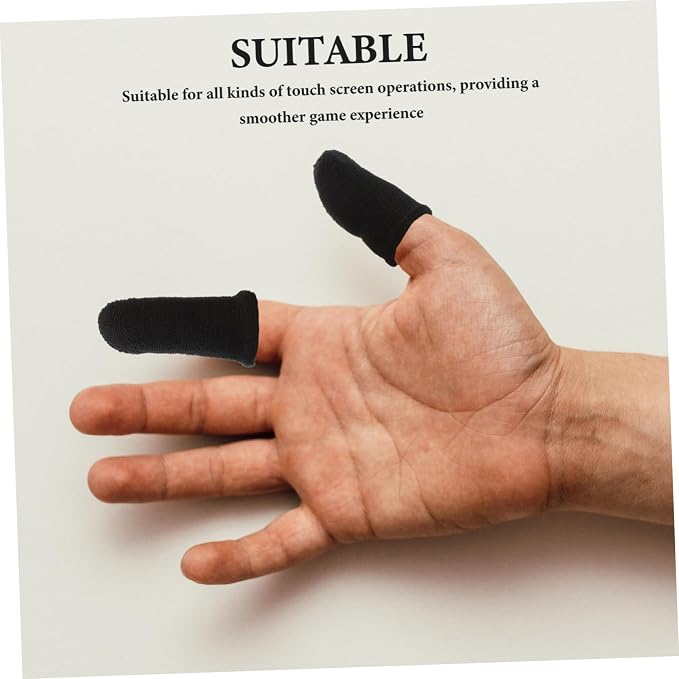 MAGICLULU 10PCS Ultra Thin Breathable Finger Sleeves for Mobile Gaming Sweat-Resistant Gaming Gloves Finger Protectors for Gamers Black Touchscreen - Image 9